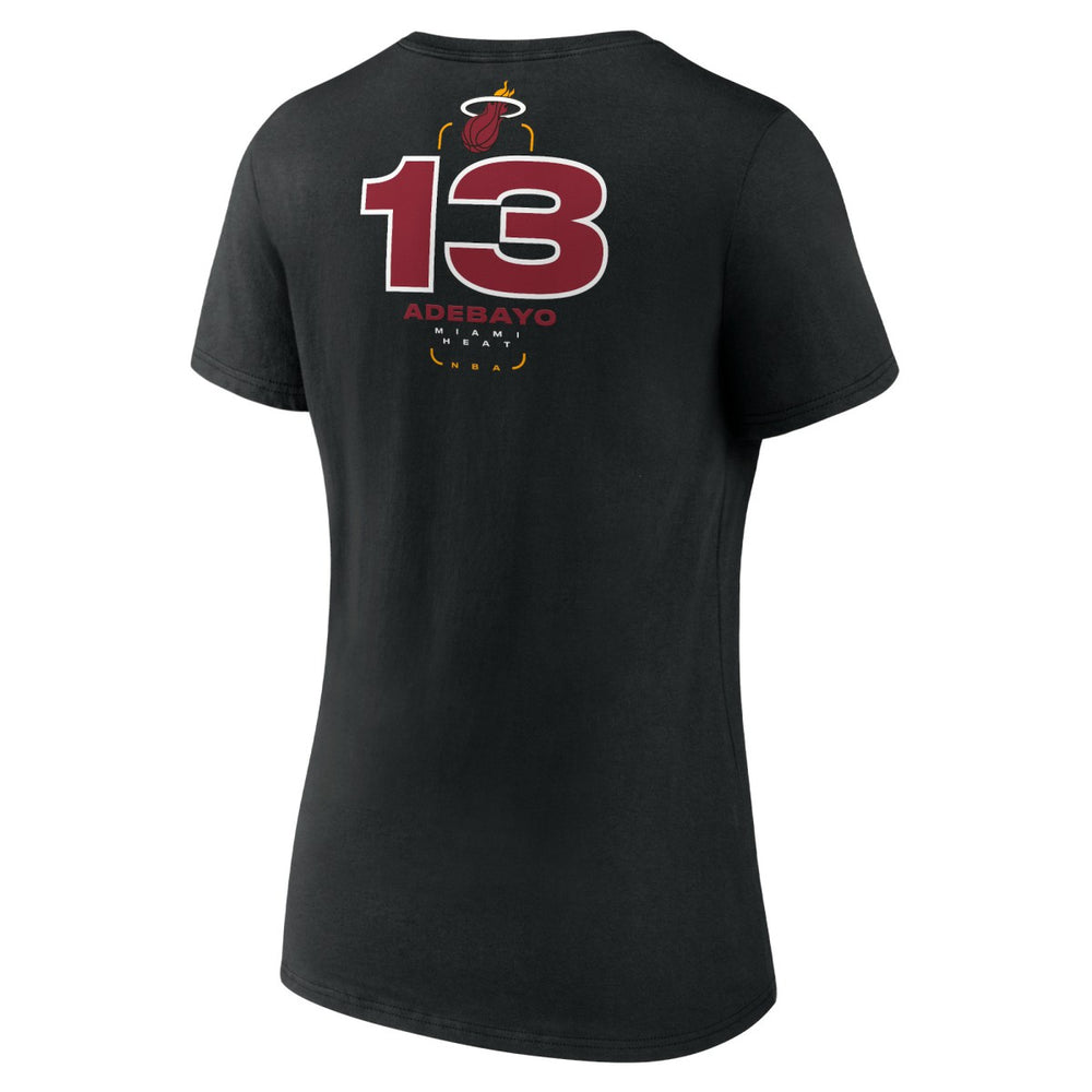 NBA - Bam Adebayo Miami Heat Women's Behind The Back Name & Number V-Neck T-Shirt - Black