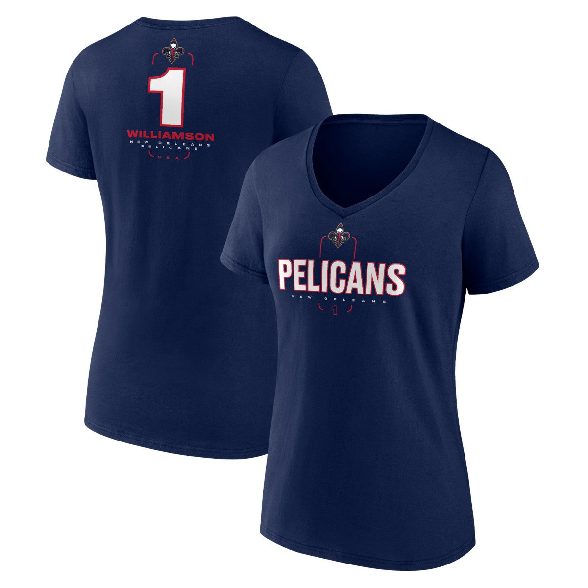 NBA - Zion Williamson New Orleans Pelicans Women's Behind The Back Name & Number V-Neck T-Shirt - Navy
