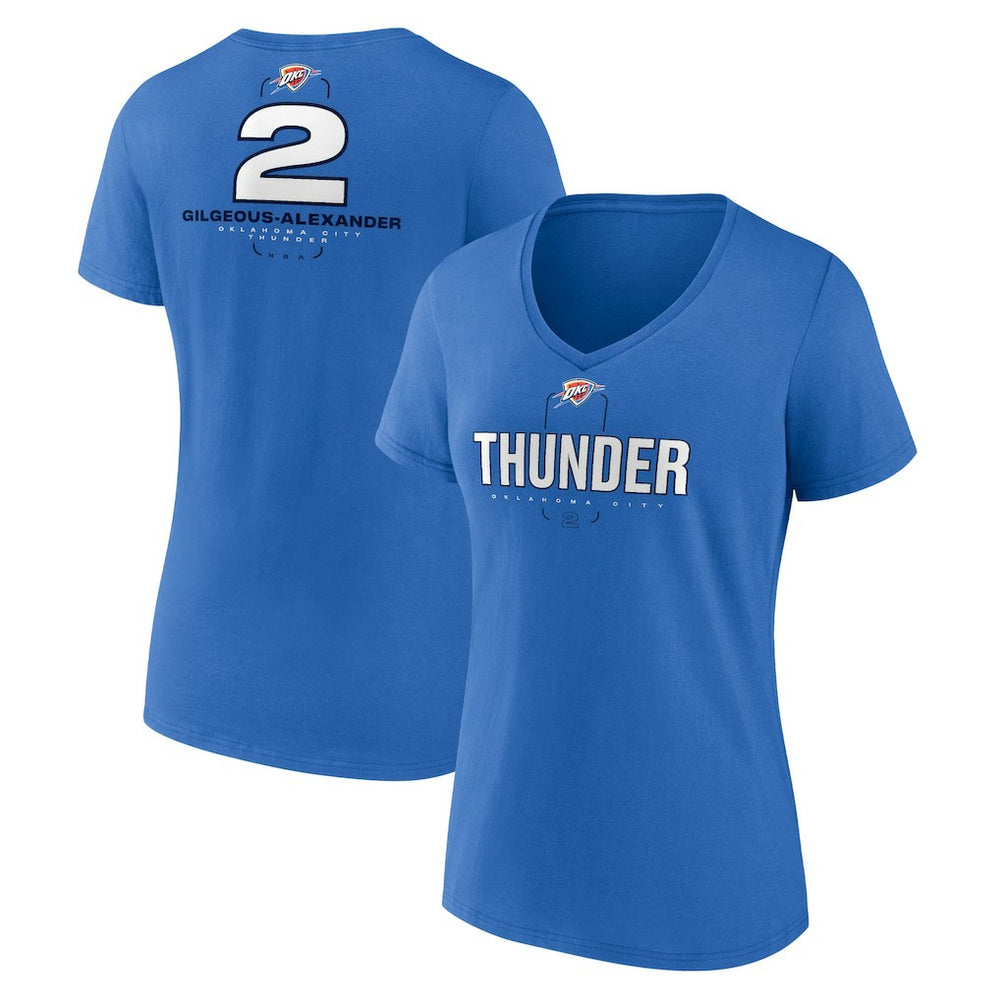 NBA - Shai Gilgeous-Alexander Oklahoma City Thunder Women's Behind The Back Name & Number V-Neck T-Shirt - Blue
