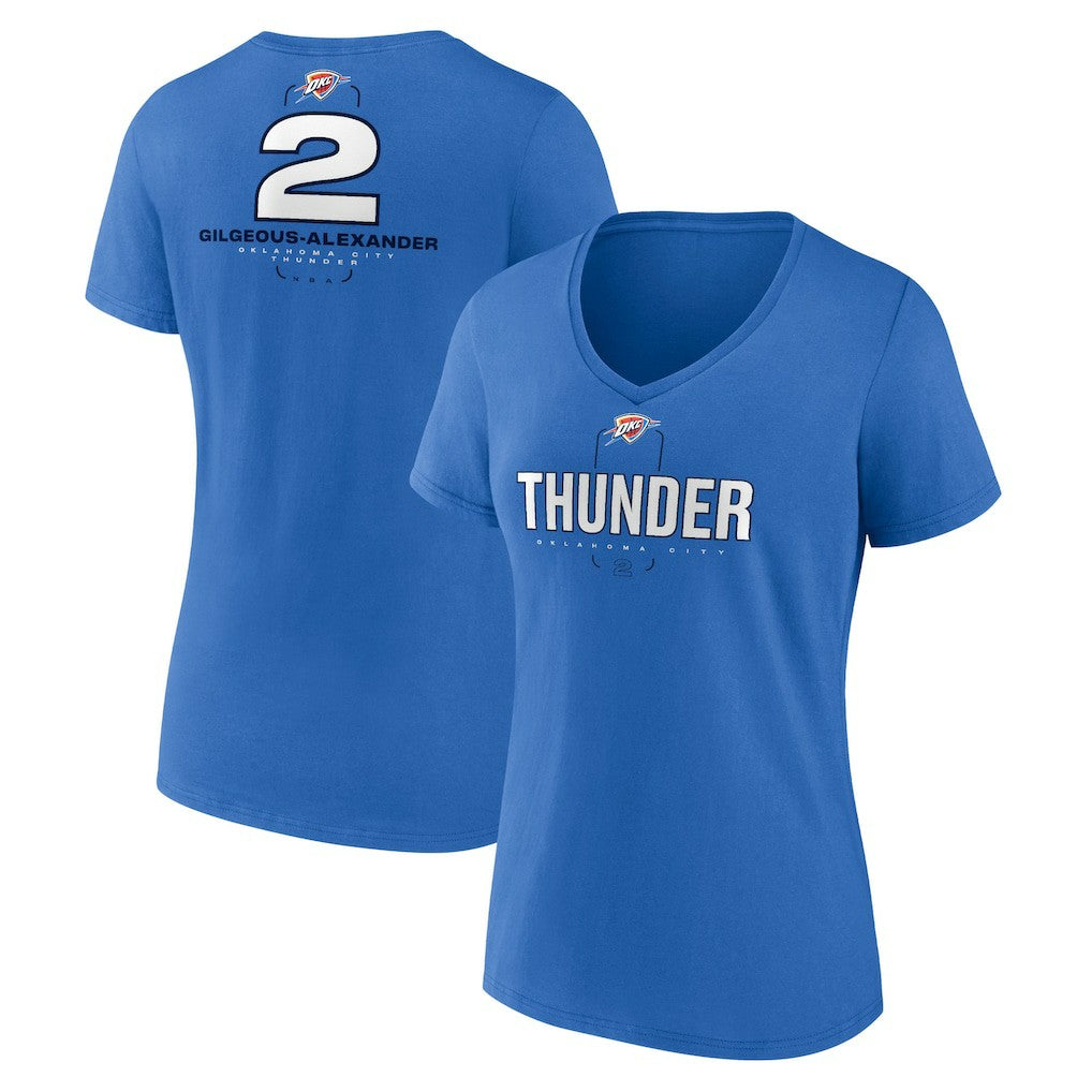 NBA - Shai Gilgeous-Alexander Oklahoma City Thunder Women's Behind The Back Name & Number V-Neck T-Shirt - Blue