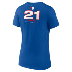 NBA - Joel Embiid Philadelphia 76ers Women's Behind The Back Name & Number V-Neck T-Shirt - Royal