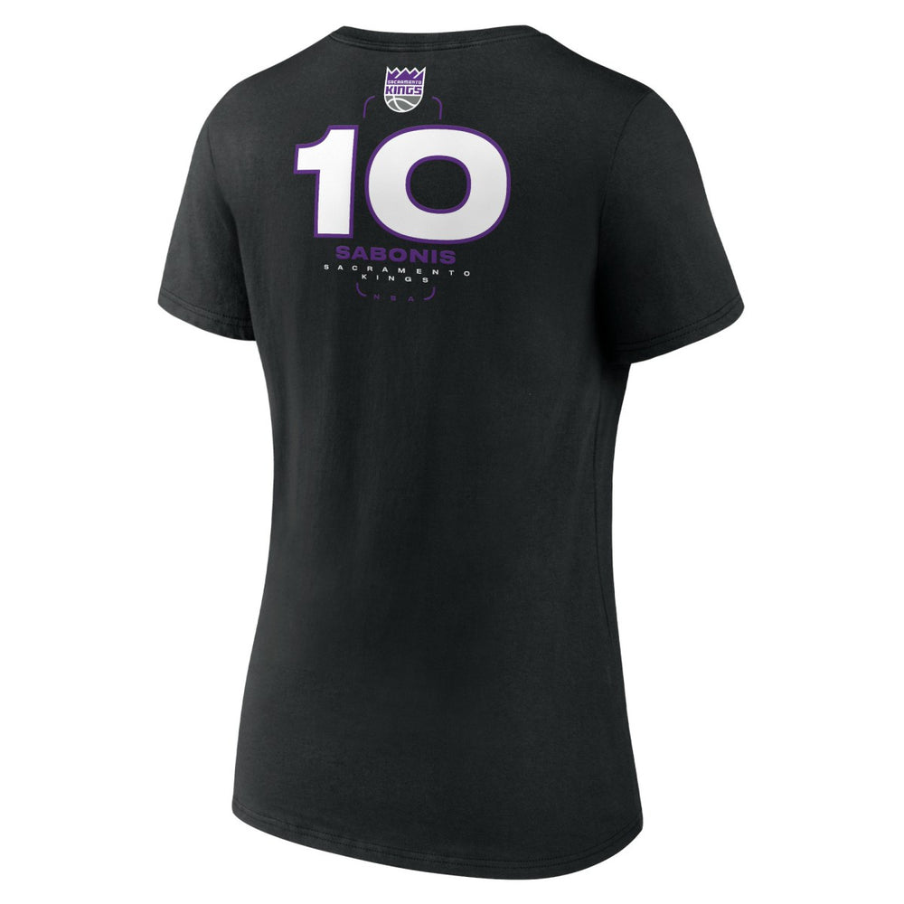 NBA - Domantas Sabonis Sacramento Kings Women's Behind The Back Name & Number V-Neck T-Shirt - Black