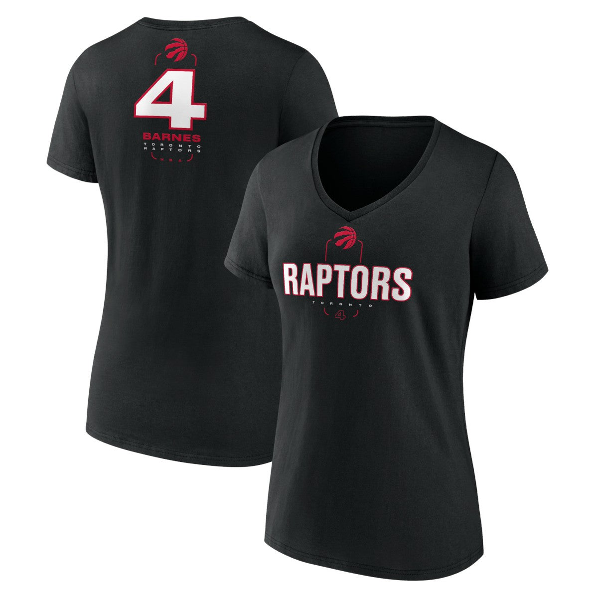 NBA - Scottie Barnes Toronto Raptors Women's Behind The Back Name & Number V-Neck T-Shirt - Black
