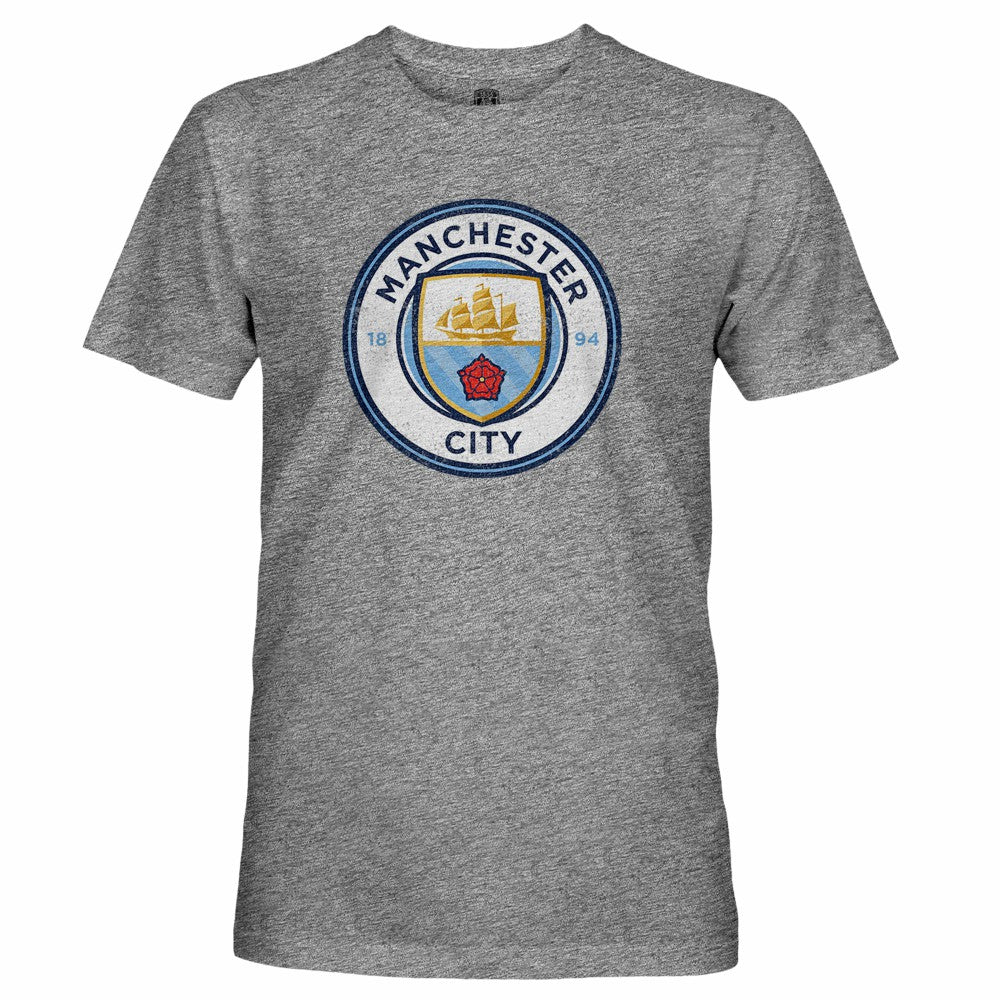 Manchester City 1863FC Tri-Blend Color Crest T-Shirts - Heather Gray
