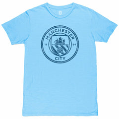 Manchester City 1863FC Mono Crest Slub T-Shirts - Sky Blue