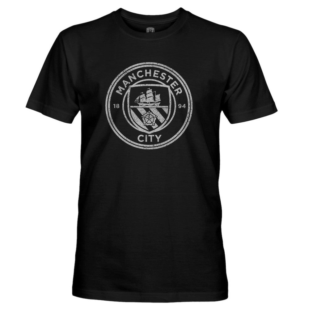 Manchester City 1863FC Mono Crest Slub T-Shirts - Black