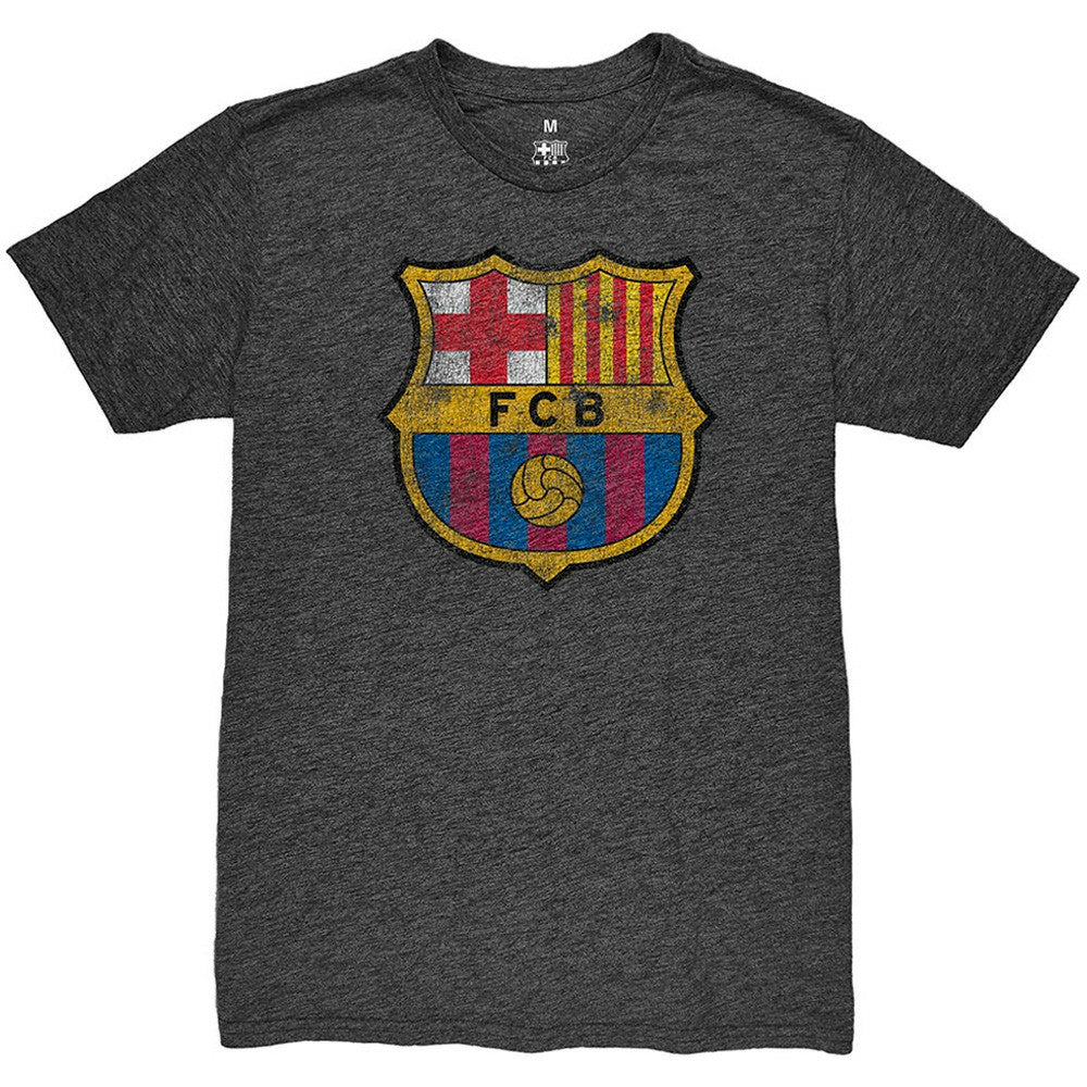 Barcelona 1863FC Color Crest Twisted Tri-Blend Slub T-Shirts - Heather Black