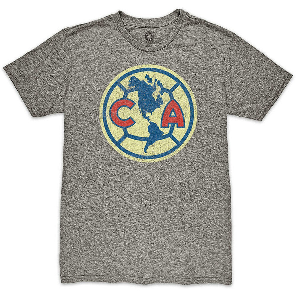 Club America 1863FC Color Crest Twisted Tri-Blend Slub T-Shirts - Heather Gray