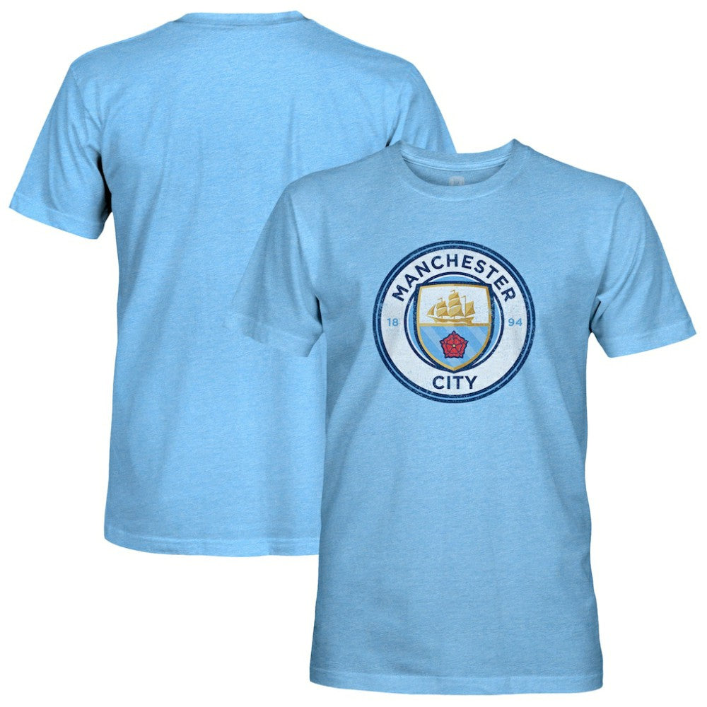 Manchester City 1863FC Color Crest Twisted Tri-Blend Slub T-Shirts - Sky Blue