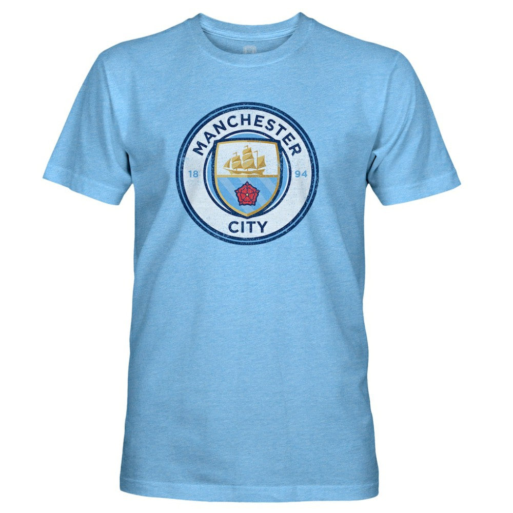 Manchester City 1863FC Color Crest Twisted Tri-Blend Slub T-Shirts - Sky Blue