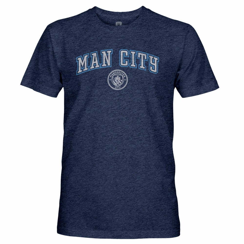 Manchester City 1863FC Wordmark Twisted Tri-Blend Slub T-Shirts - Heather Navy