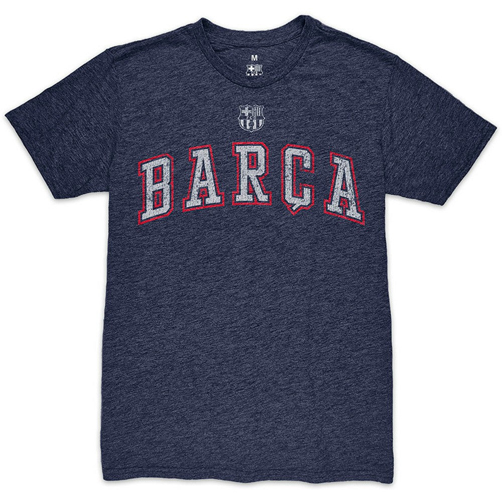 Barcelona 1863FC Wordmark Twisted Tri-Blend Slub T-Shirts - Heather Navy