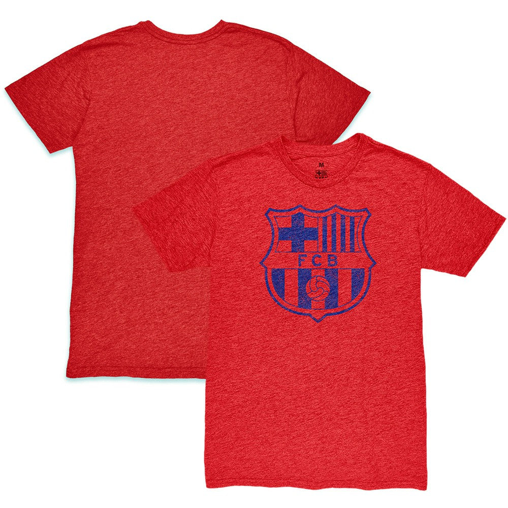 Barcelona 1863FC Mono Crest Twisted Tri-Blend Slub T-Shirts - Red