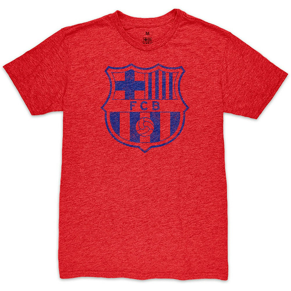 Barcelona 1863FC Mono Crest Twisted Tri-Blend Slub T-Shirts - Red