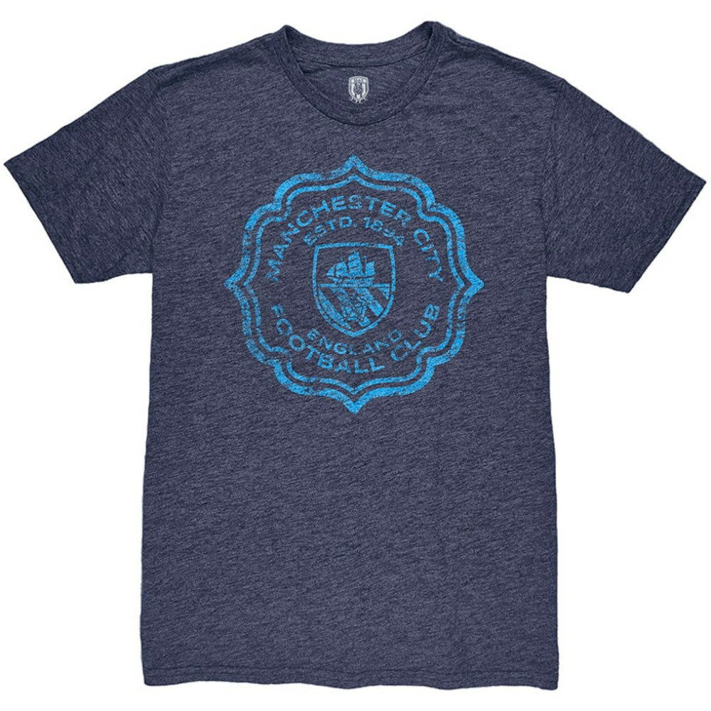 Manchester City 1863FC Retro Flourish Twisted Tri-Blend Slub T-Shirts - Heather Navy