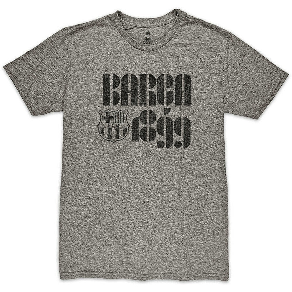 Barcelona 1863FC Retro Vibes Twisted Tri-Blend Slub T-Shirts - Heather Gray