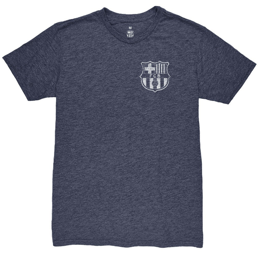 Barcelona 1863FC Front Back Date Twisted Tri-Blend T-Shirts - Heather Navy