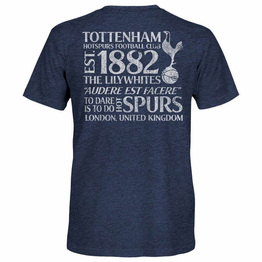 Tottenham Hotspur 1863FC Front Back Text Twisted Tri-Blend Slub T-Shirts - Heather Navy