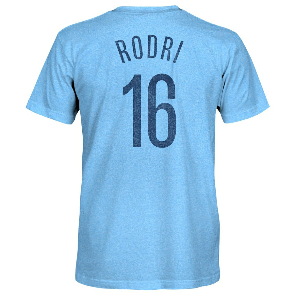 Rodrigo Manchester City 1863FC Player Name & Number Twisted Tri-Blend Slub T-Shirts - Sky Blue