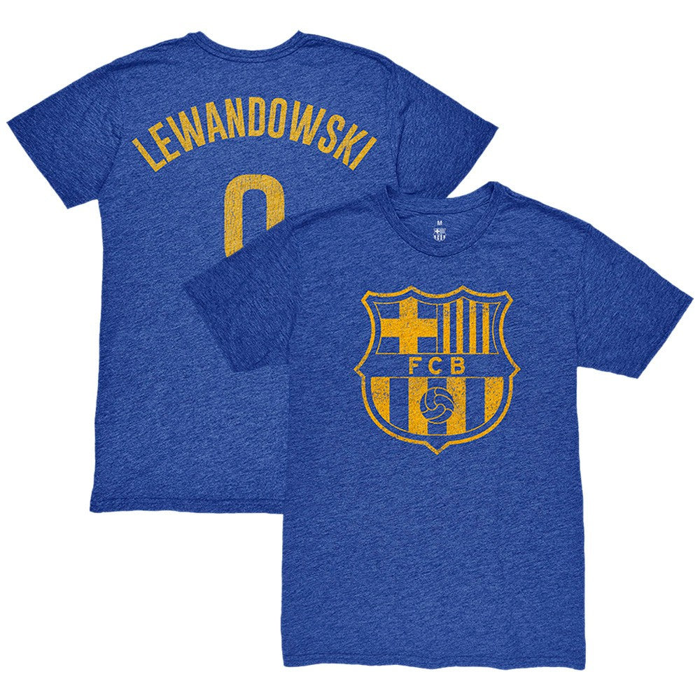 Robert Lewandowski Barcelona 1863FC Player Name & Number Twisted Tri-Blend Slub T-Shirts - Heather Royal