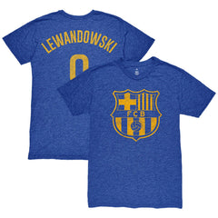 Robert Lewandowski Barcelona 1863FC Player Name & Number Twisted Tri-Blend Slub T-Shirts - Heather Royal