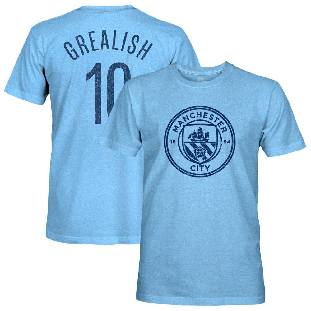 Jack Grealish Manchester City 1863FC Player Name & Number Twisted Tri-Blend Slub T-Shirts - Sky Blue