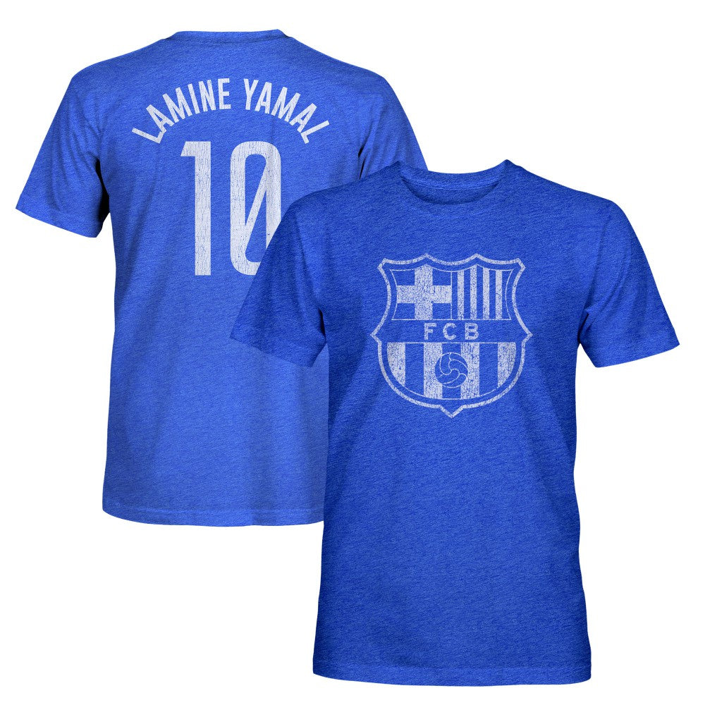 Lamine Yamal Barcelona 1863FC Player Name & Number Twisted Tri-Blend Slub T-Shirts - Heather Royal
