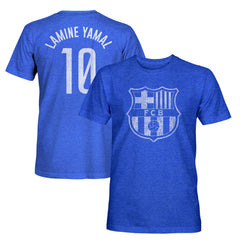 Lamine Yamal Barcelona 1863FC Player Name & Number Twisted Tri-Blend Slub T-Shirts - Heather Royal