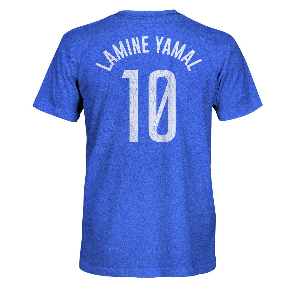 Lamine Yamal Barcelona 1863FC Player Name & Number Twisted Tri-Blend Slub T-Shirts - Heather Royal