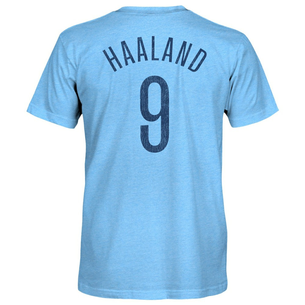 Erling Haaland Manchester City 1863FC Player Name & Number Twisted Tri-Blend Slub T-Shirts - Sky Blue