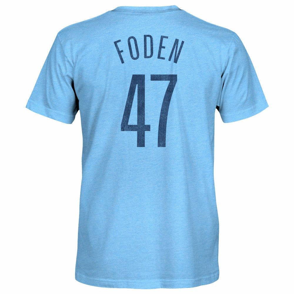 Phil Foden Manchester City 1863FC Player Name & Number Twisted Tri-Blend Slub T-Shirts - Sky Blue