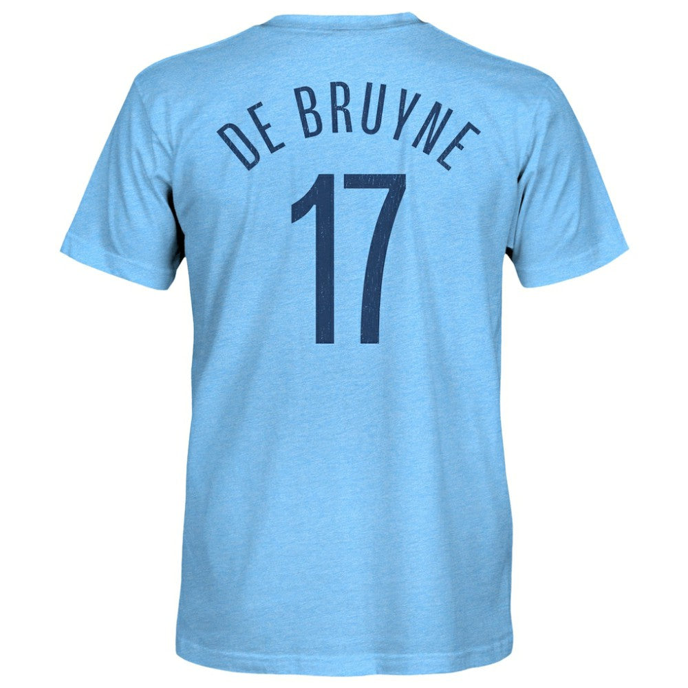 Kevin De Bruyne Manchester City 1863FC Player Name & Number Twisted Tri-Blend Slub T-Shirts - Sky Blue