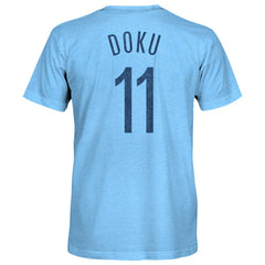 Jeremy Doku Manchester City 1863FC Player Name & Number Twisted Tri-Blend Slub T-Shirts - Sky Blue