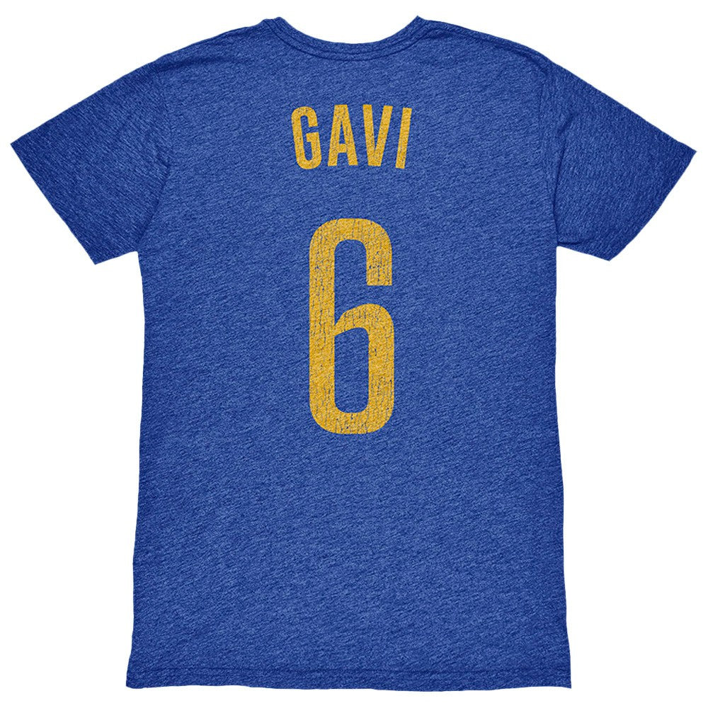 Gavi Barcelona 1863FC Player Name & Number Twisted Tri-Blend Slub T-Shirts - Heather Royal