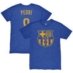 Pedri Barcelona 1863FC Player Name & Number Twisted Tri-Blend Slub T-Shirts - Heather Royal
