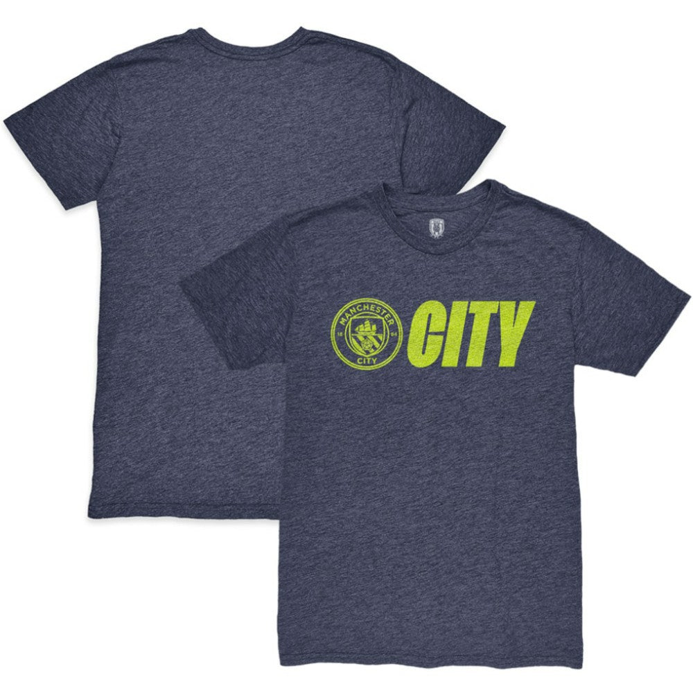 Manchester City 1863FC Lockup Twisted Tri-Blend Slub T-Shirts - Heather Navy