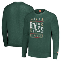 NBA - Milwaukee Bucks Homage Unisex Holiday Raglan Pullover Sweatshirt - Hunter Green