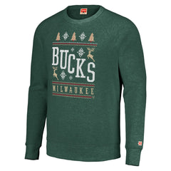 NBA - Milwaukee Bucks Homage Unisex Holiday Raglan Pullover Sweatshirt - Hunter Green