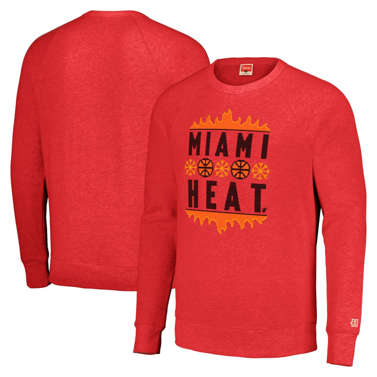NBA - Miami Heat Homage Unisex Holiday Raglan Pullover Sweatshirt - Red