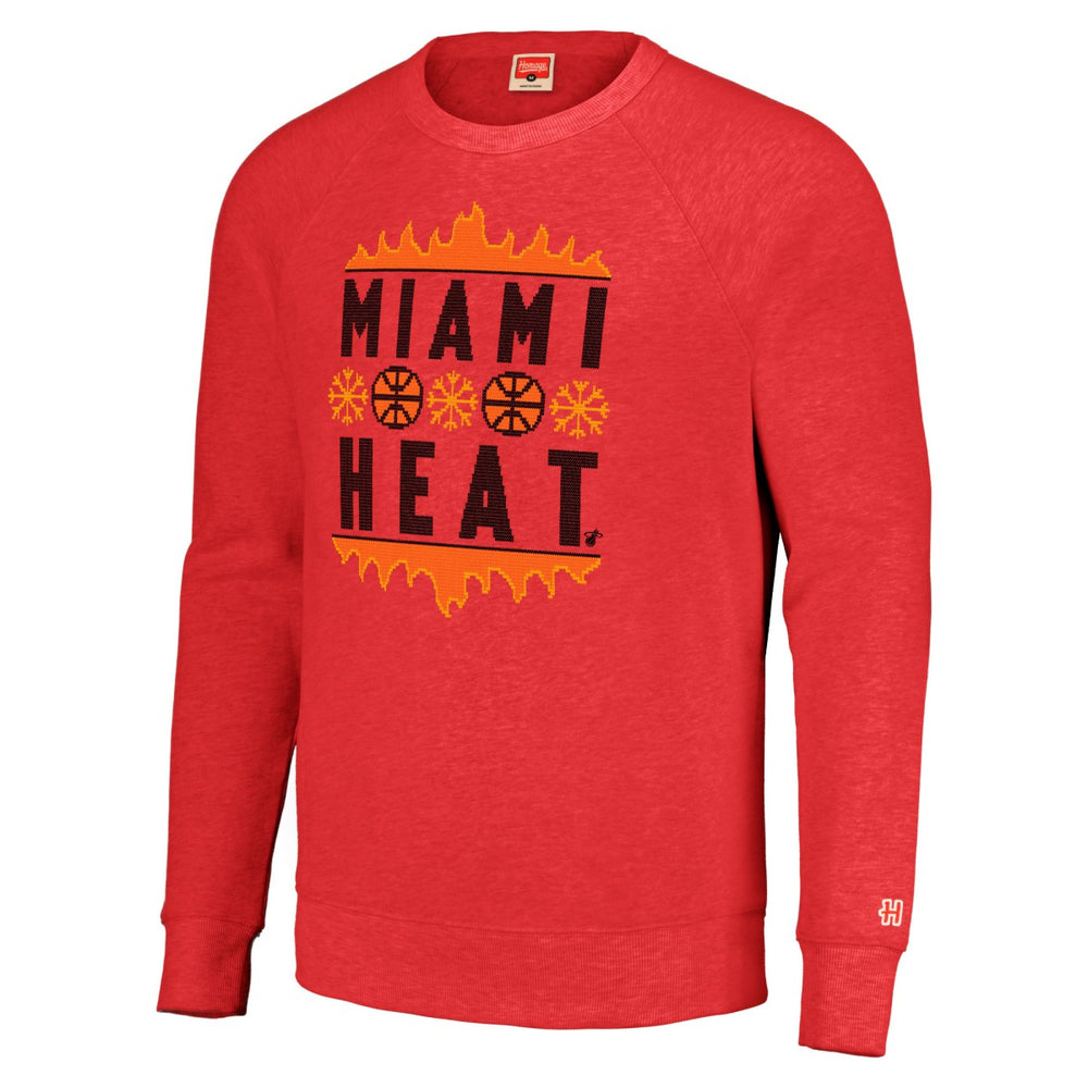 NBA - Miami Heat Homage Unisex Holiday Raglan Pullover Sweatshirt - Red
