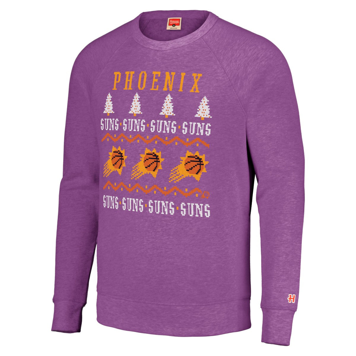 NBA - Phoenix Suns Homage Unisex Holiday Tri-Blend Raglan Pullover Sweatshirt - Purple