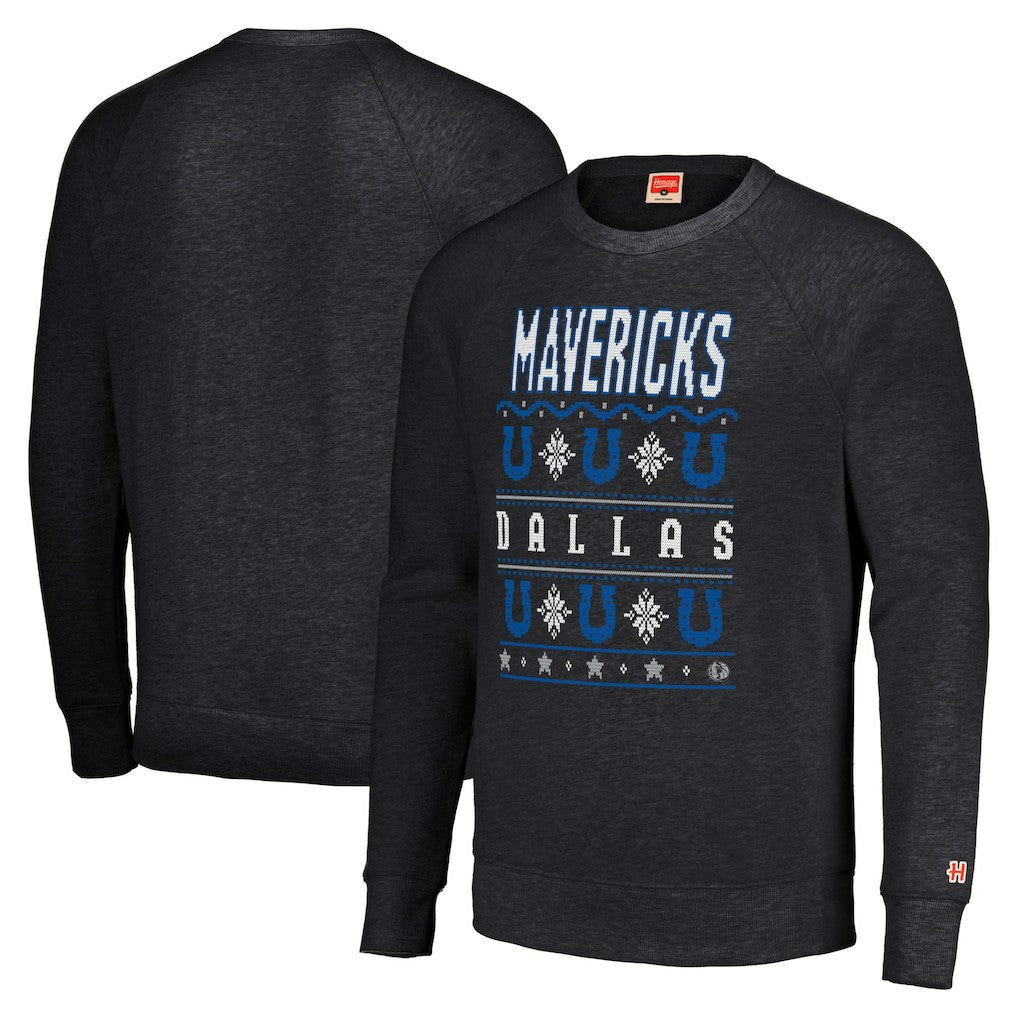 NBA - Dallas Mavericks Homage Unisex Holiday Raglan Pullover Sweatshirt - Charcoal