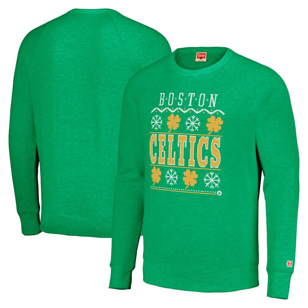 NBA - Boston Celtics Homage Unisex Holiday Raglan Pullover Sweatshirt - Kelly Green