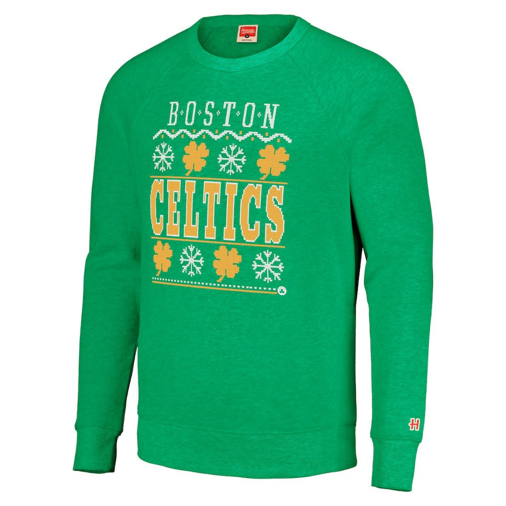 NBA - Boston Celtics Homage Unisex Holiday Raglan Pullover Sweatshirt - Kelly Green