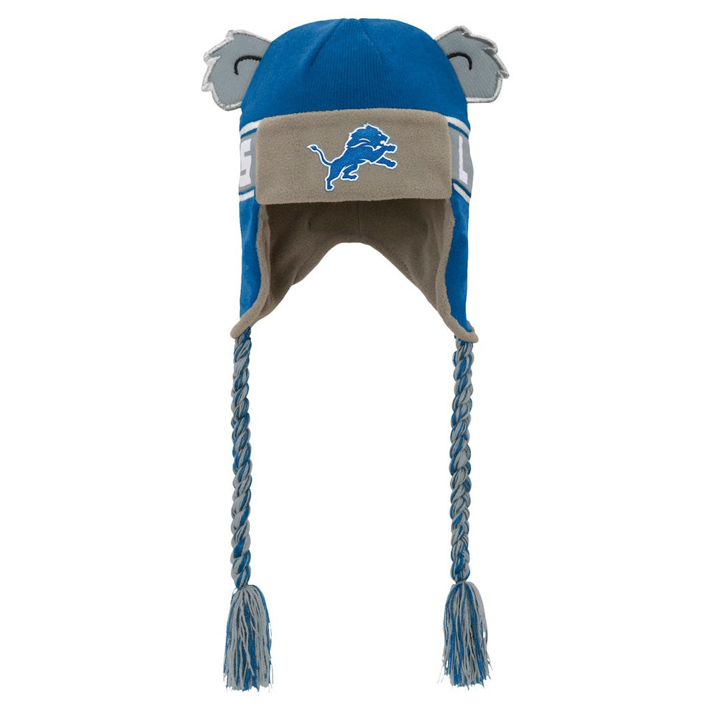 Detroit Lions Youth Wordmark Ears Trooper Knit Hat Blue - NFL