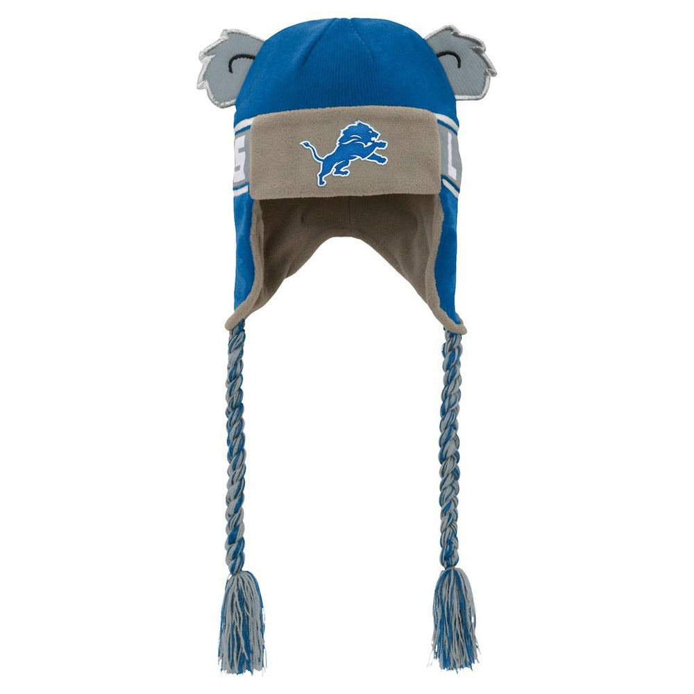 Detroit Lions Youth Wordmark Ears Trooper Knit Hat Blue - NFL