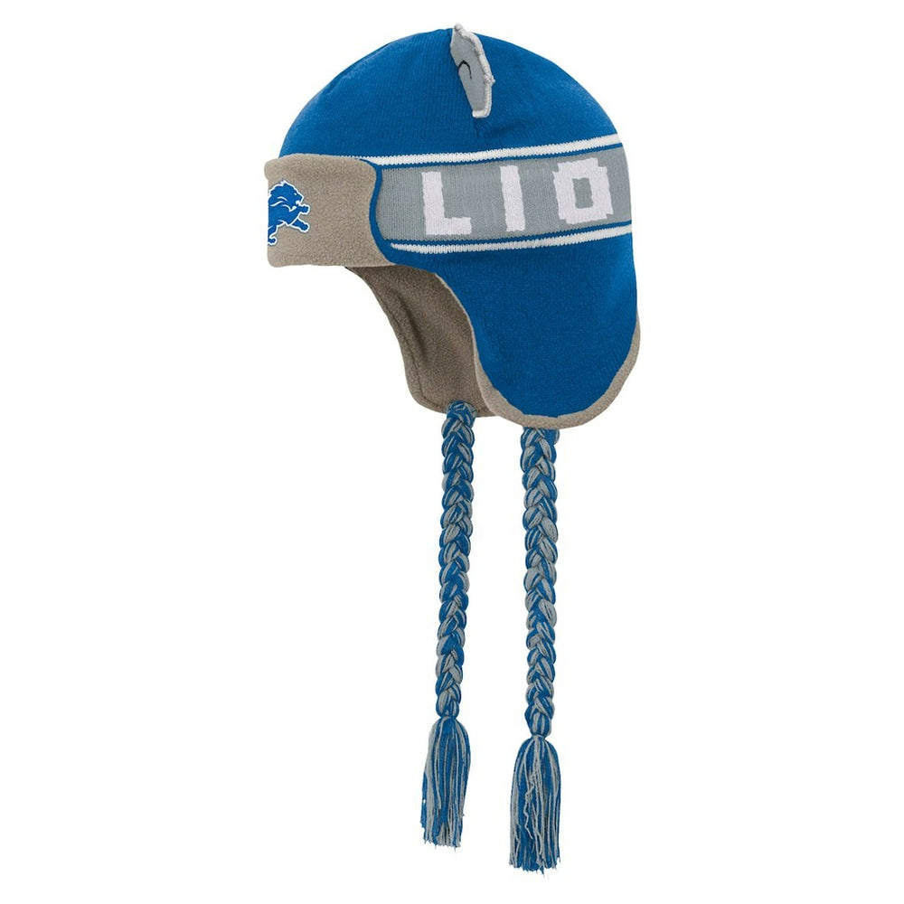 Detroit Lions Youth Wordmark Ears Trooper Knit Hat Blue - NFL