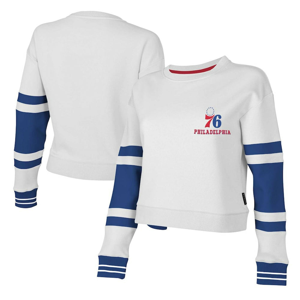 NBA - Philadelphia 76ers Stadium Essentials Women's Scrimmage Cropped Pullover Sweatshirt - White