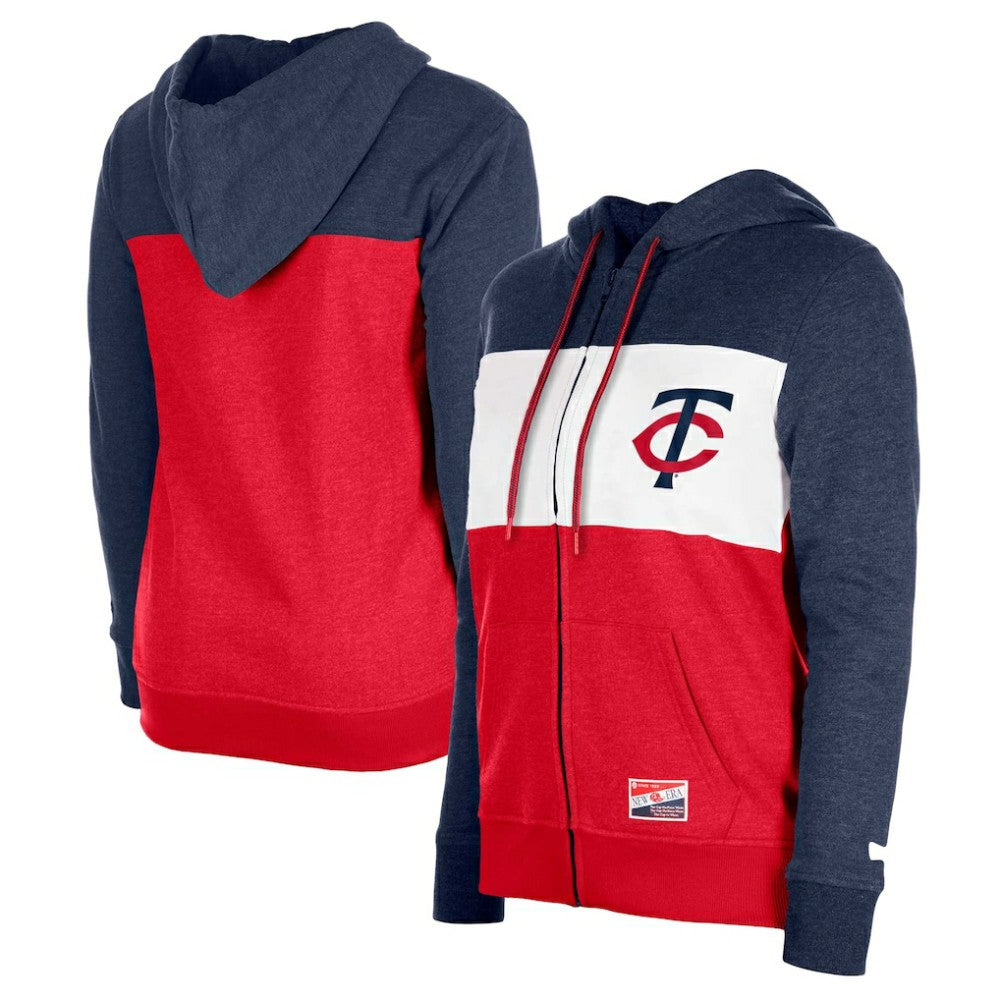Minnesota Twins New Era Women's Color Block Full-Zip Hoodie Jacket On Sale