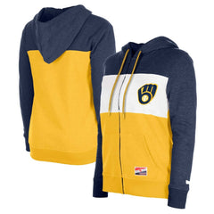 Milwaukee Brewers New Era Women's Color Block Full-Zip Hoodie Jacket Clearance